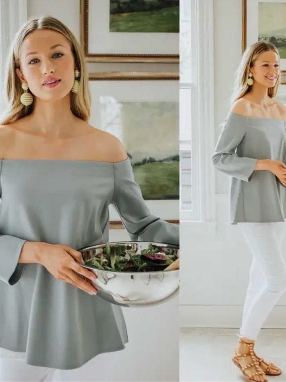 Tuckernuck light blue Miranda off the shoulder top, size XS